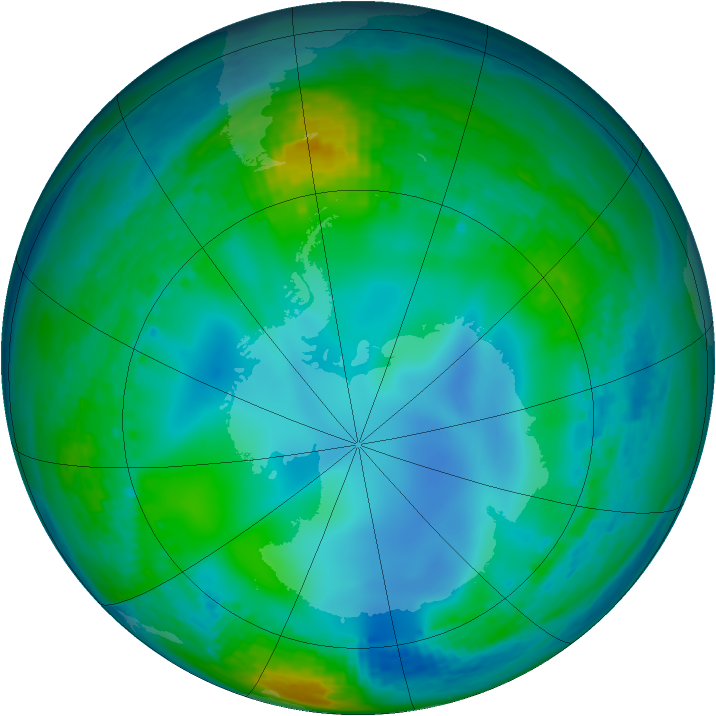 Antarctic ozone map for 06 June 2003